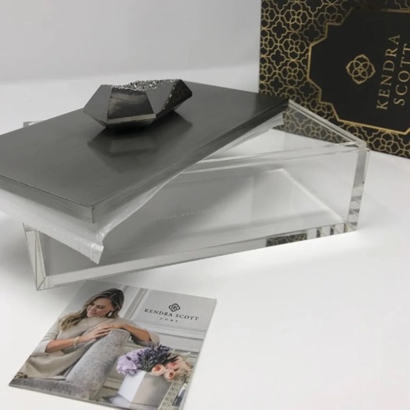 NWT Kendra Scott Antique Silv Acrylic Platinum Box - Picture 4 of 9